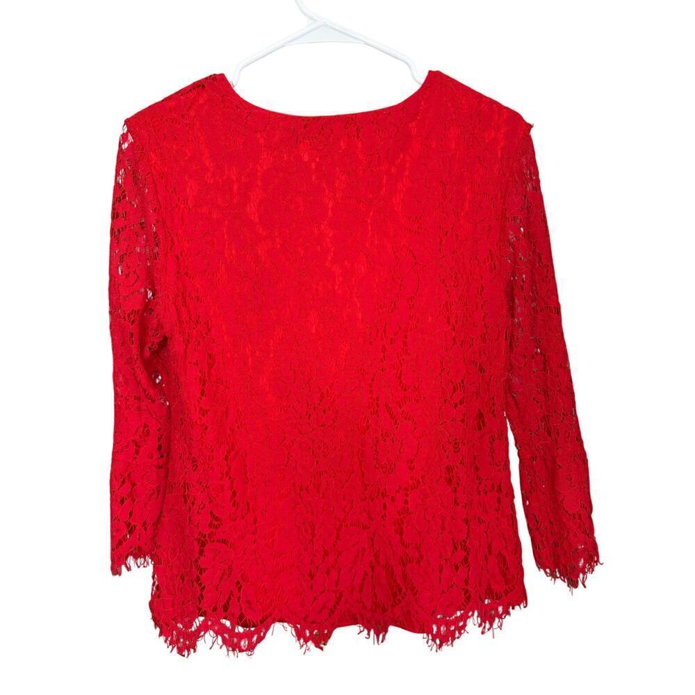 Zac & Rachel Red Lace V Neck Long Sleeve Feminine Boho Blouse sz medium - Picture 4 of 5